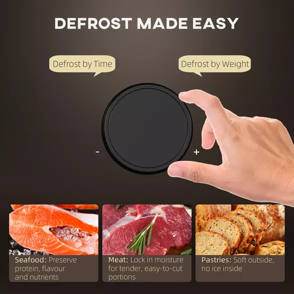 HOMCOM 23L 800W Microwave Oven, Digital Solo Microwave with 10 Power Levels, Automatic Defrost, 8 Auto Cook Menus, 60 Minutes Timer, Clock, Easy Clean, Small Black Microwave - 6