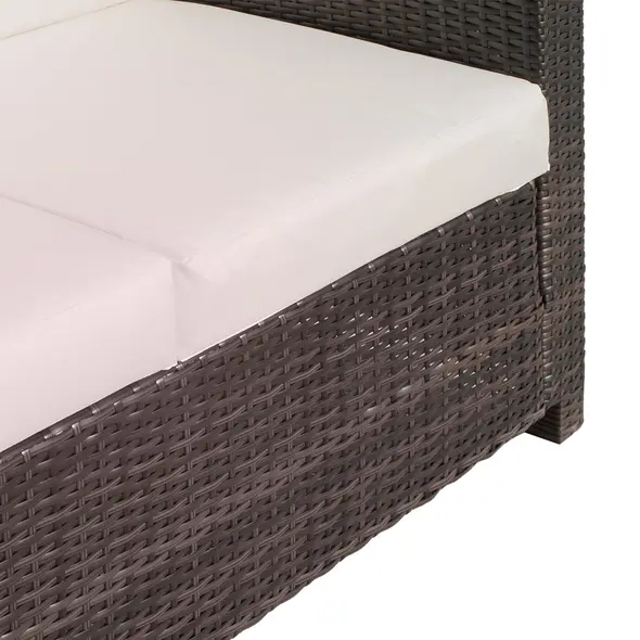 Outsunny Rattan Sofa, 2 Seater Garden Furniture with Soft Padded Cushion and Armrests, Wicker Garden Loveseat for Patio, Mixed Brown - 9