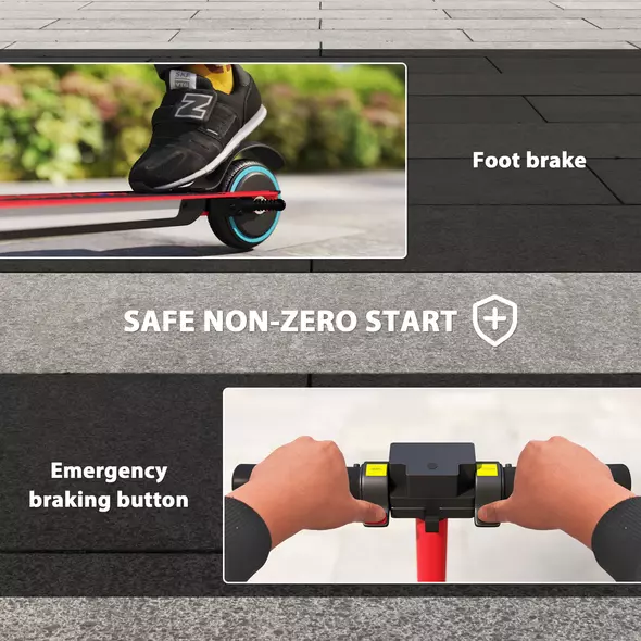 SPORTNOW Folding Electric Scooter for Kids, with Dual Brakes, Front Suspension, LED Colourful Lights, Red - 5