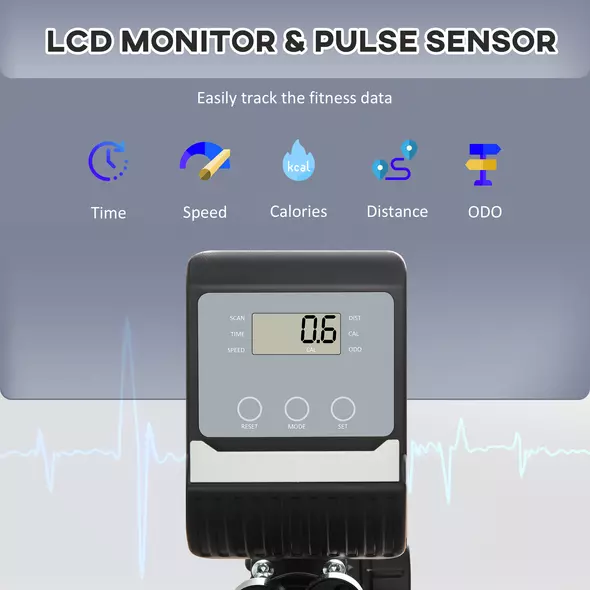 HOMCOM Recumbent Exercise Bike Recovery Exerciser, 8-Level Magnetic Resistance Stationary Bike with Pad Holder, LCD Monitor, for Indoor Cardio Workout, Black - 4