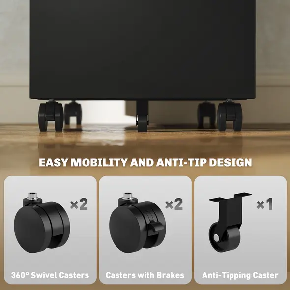 Vinsetto Three-Drawer Steel Filing Cabinet - Black - 7