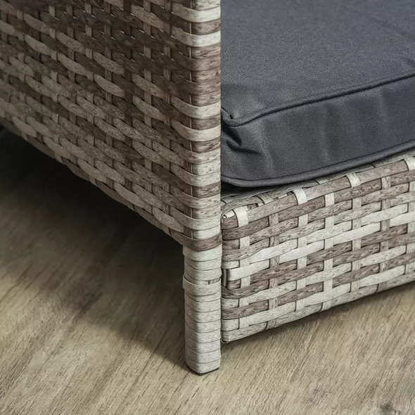 PawHut Wicker Dog House, Rattan Pet Bed, with Removable Cushion, Canopy, for Small and Medium Dogs - Dark Grey - 9
