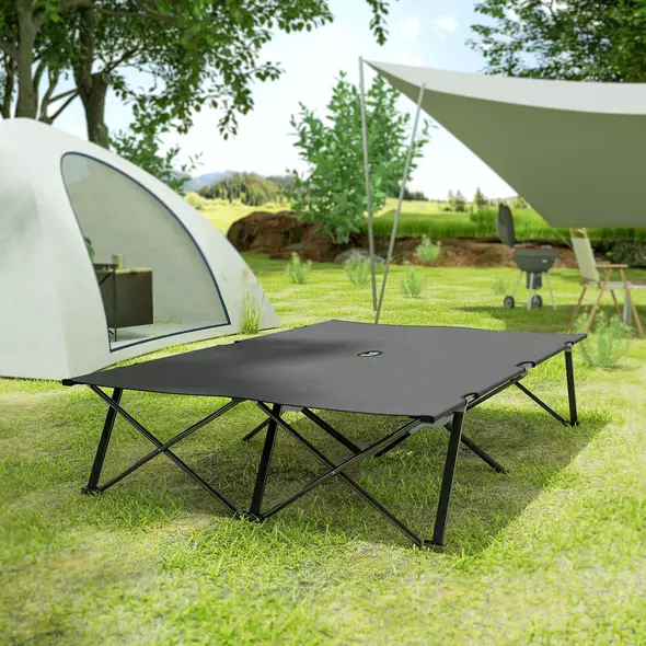 Outsunny Double Camping Cot Bed, with Bag - Charcoal Grey - 9
