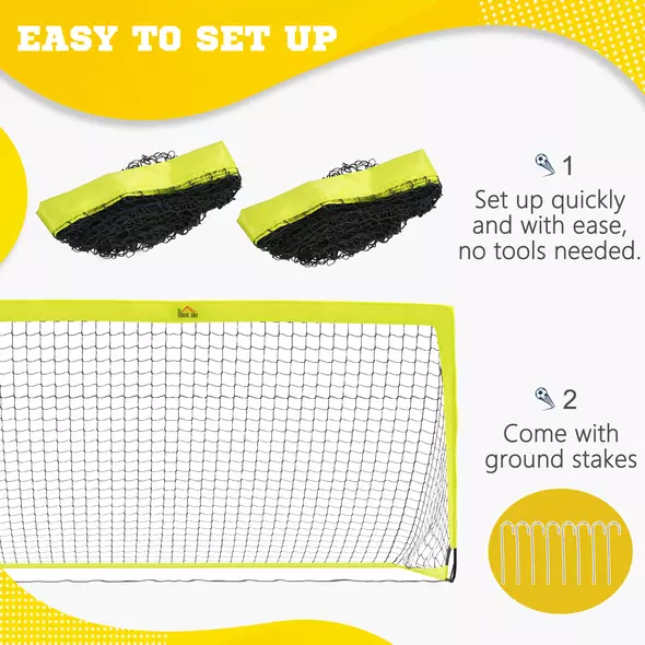 HOMCOM Two Football Goal Nets, Foldable Outdoor Sport Training Equipment, for Teens, Adults, with Carrying Bag, Yellow - 4
