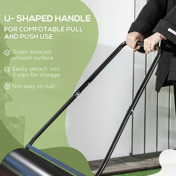 DURHAND 38L Garden Lawn Roller, Water Sand Filled Outdoor Grass Roller, Heavy Duty Metal Lawn Push Rolling Tool Aerator for Grass Seeding, Soil Levelling, Black - 6