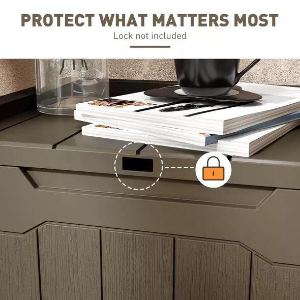 HOMCOM 107 L Plastic Storage Chest with Lid - Dark Brown - 5