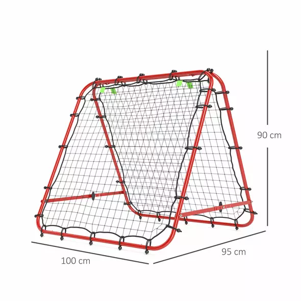 HOMCOM Double Sided Football Rebounder Net, Football Rebound Goal with Five Adjustable Angles, Red - 3
