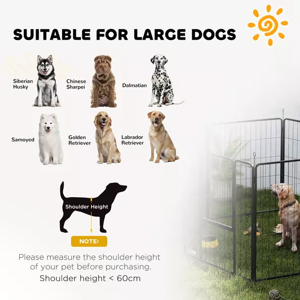 PawHut 6 Panels Dog Playpen, Portable Detachable Puppy Pen with Door, for Large Dogs, 100cm High, Grey - 7
