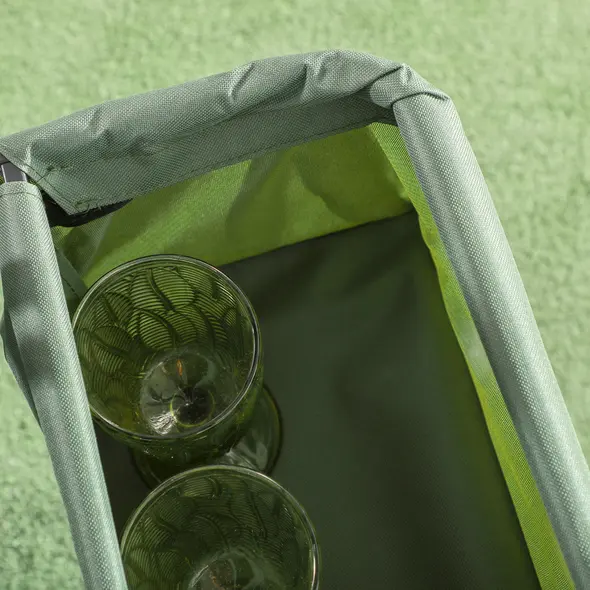 Outsunny Folding Trolley Cart Storage Wagon Beach Trailer 4 Wheels with Handle Overhead Canopy Cart Push Pull for Camping, Green - 9