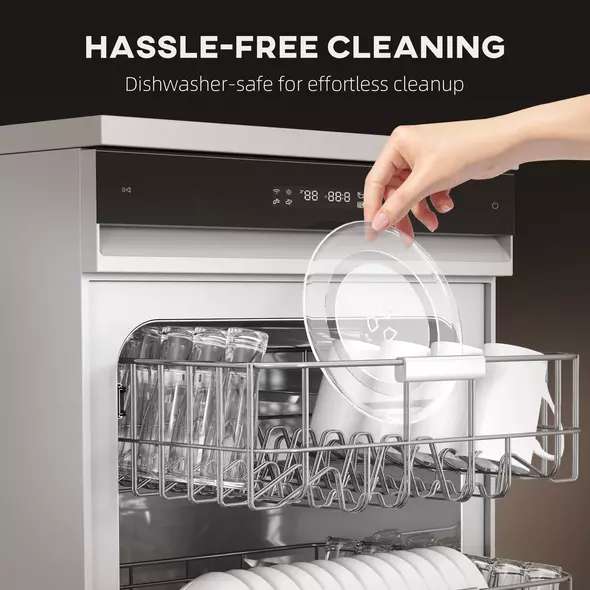 HOMCOM 23L 800W Microwave Oven, Digital Solo Microwave with 5 Power Levels, Automatic Defrost, 8 Auto Cook Menus, 60 Minutes Timer, Clock, Easy Clean, Small Black Microwave - 8