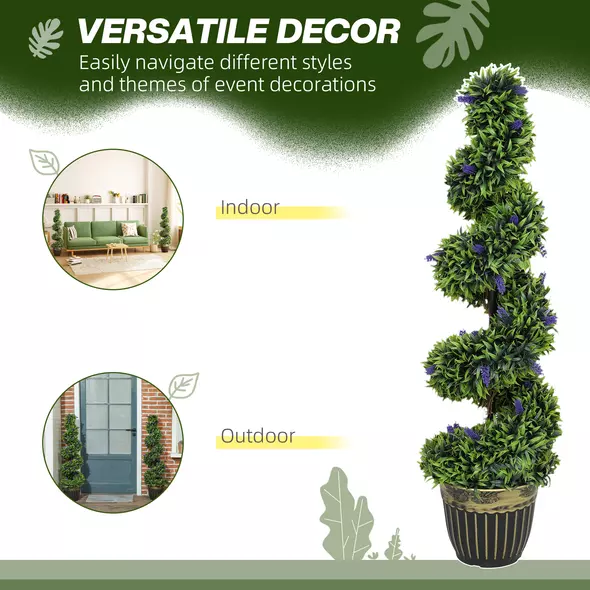 HOMCOM Set of Two 115cm Artificial Lavender Trees - 5