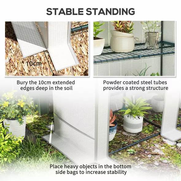 Outsunny Three-Tier Mini Greenhouse - White - 7