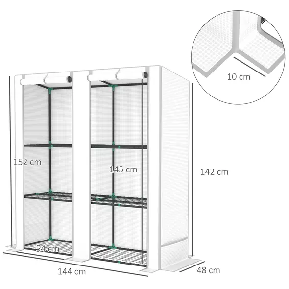 Outsunny Three-Tier Mini Greenhouse - White - 3