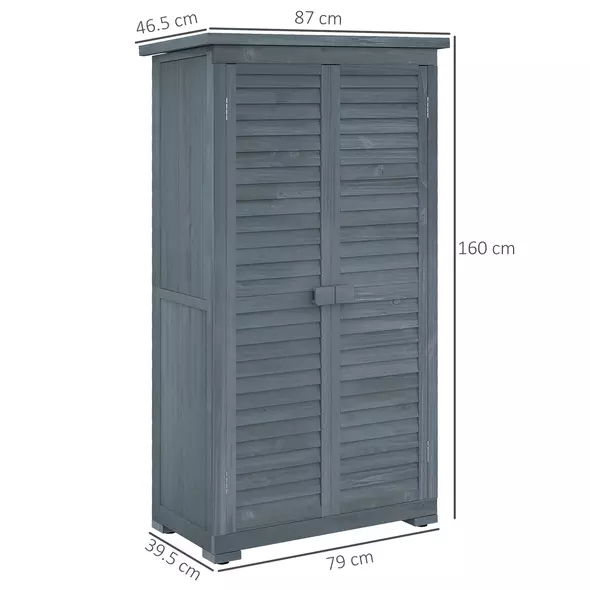 Outsunny 39.5 x 79cm Fir Wood Garden Shed - Grey - 3