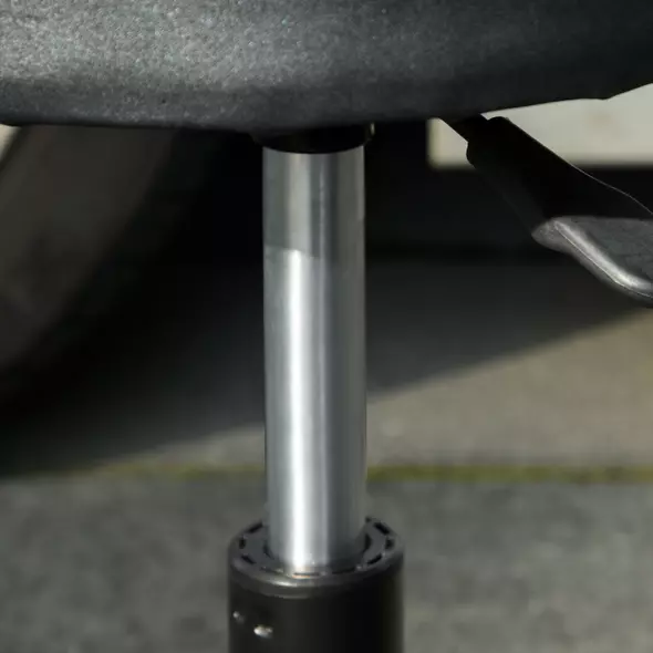 HOMCOM Rolling Mechanical Stool, Pneumatic Adjustable Workshop Stool with Tool Tray, Wheels - Black - 8