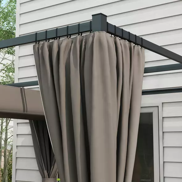 Outsunny 3 x 3m Moving Canopy Metal Pergola, with Curtains - Grey - 8