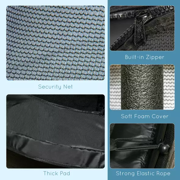 HOMCOM 4.6FT/55" Kids Trampoline with Enclosure Net, Outdoor Indoor Use, for Ages 3-10 Years, Black - 6