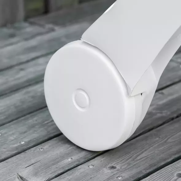 Outsunny Outdoor Folding Sun Lounger Recliner on Wheels w/ 5-Position Backrest, White - 9