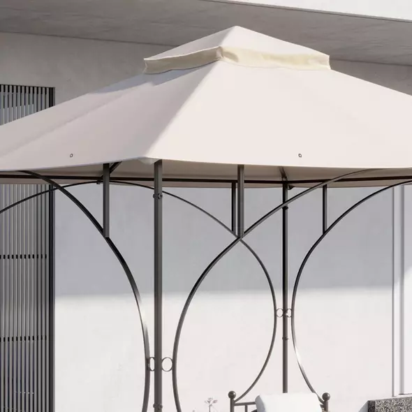 Outsunny 3x3(m) Replacement Gazebo Canopy, Double Tier Roof Top for Garden, Patio, Outdoor, Beige (TOP ONLY) - 8
