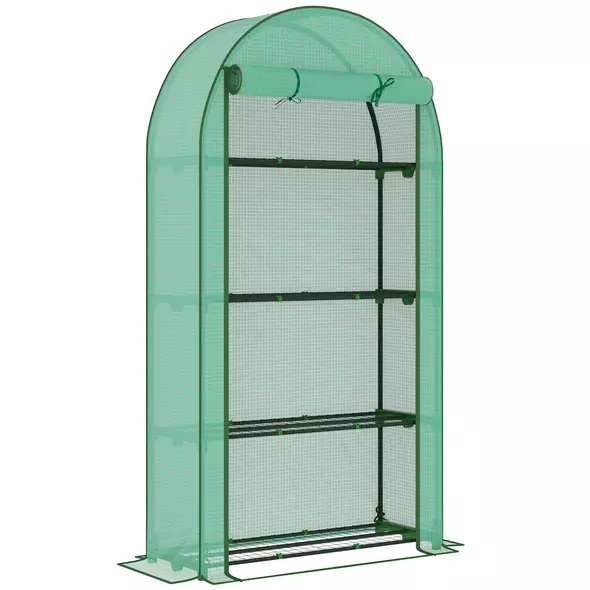 Outsunny Four Shelf Mini Greenhouse - Green - 1