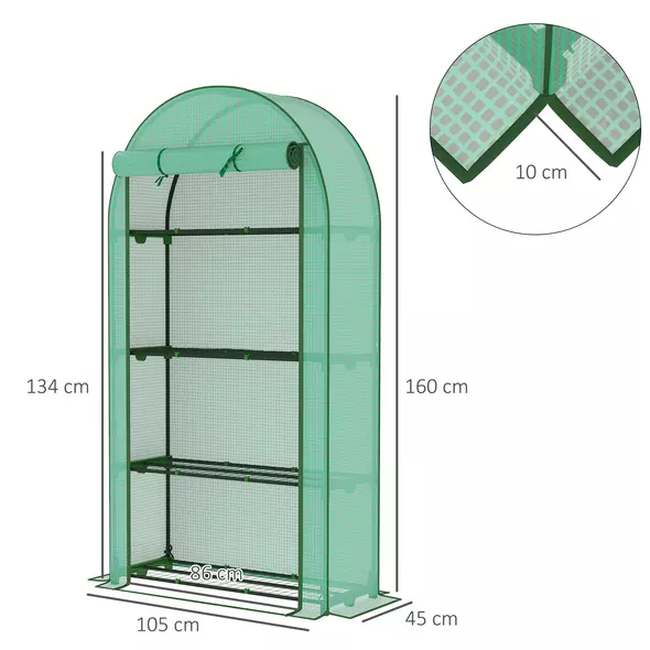 Outsunny Four Shelf Mini Greenhouse - Green - 3