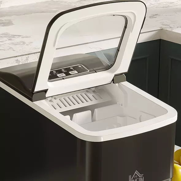 HOMCOM 12kg Countertop Ice Cube Machine, with Scoop - Black - 7