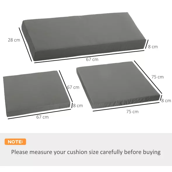 Outsunny Outdoor Cushion Pad Set for Rattan Furniture, 7 Piece Garden Furniture Cushions ONLY, Grey - 3