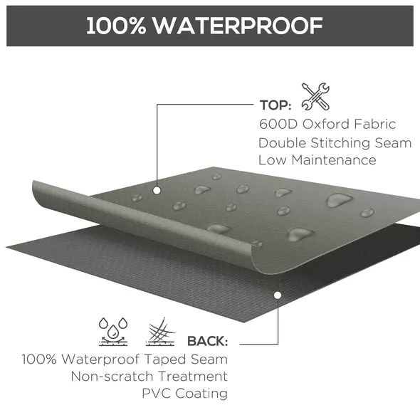 Outsunny Large Square Patio Garden Furniture Set Cover 600D Oxford Waterproof, 230 x 230 x 70cm, Grey - 4