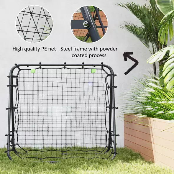 HOMCOM Double Sided Football Rebounder Net, Football Rebound Goal with Five Adjustable Angles, Black - 6