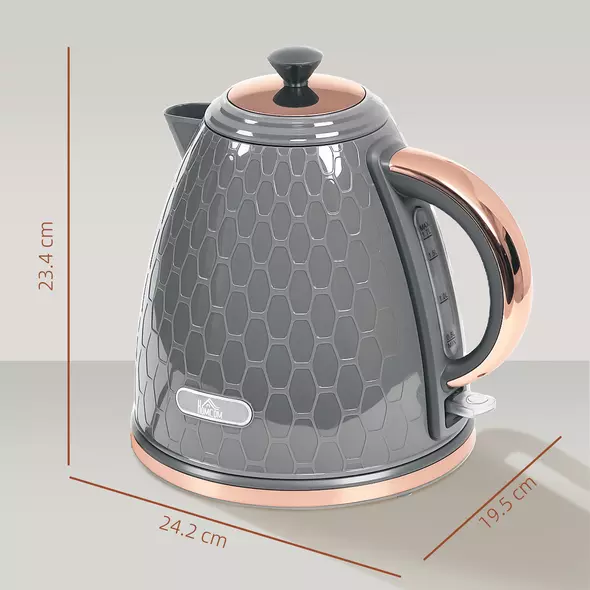 HOMCOM 3kW Rapid Boil Honeycomb Kettle - Grey - 3