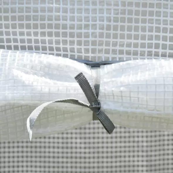 Outsunny 100 x 50 x 150cm Tomato Greenhouse with Roll-up Door, Mini Greenhouse with PE Cover, Outdoor Grow House Small Green House for Yard, Balcony, Garden, White - 8