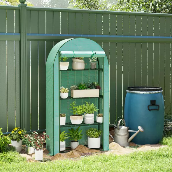 Outsunny Four Shelf Mini Greenhouse - Green - 2