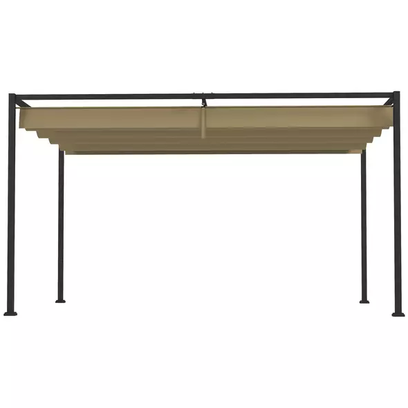 Outsunny 4 x 3(m) Metal Pergola with Retractable Roof, Garden Gazebo Canopy Shelter for Outdoor, Patio, Khaki - 8