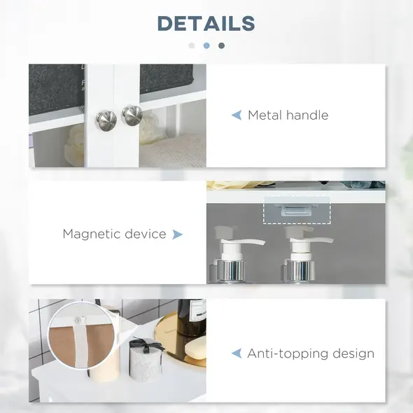 kleankin Bathroom Floor Cabinet, Freestanding Kitchen Cupboard with 2 Drawers, Adjustable Shelves and Tempered Glass Door, Wooden  Storage Unit for Living Room Kitchen Hallway - 3