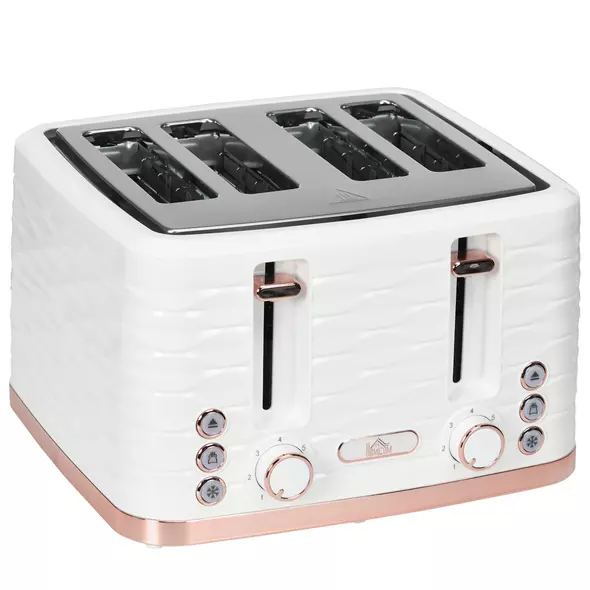 HOMCOM Four-Slice Rippled Toaster - White - 1