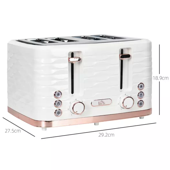 HOMCOM Four-Slice Rippled Toaster - White - 3