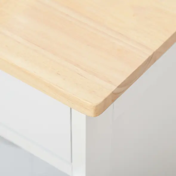 HOMCOM Modern Kitchen Trolley, Rolling Island Storage Cart with Drawer, 9-bottle Wine Rack, Door Cabinets, Wooden Countertop, White - 7