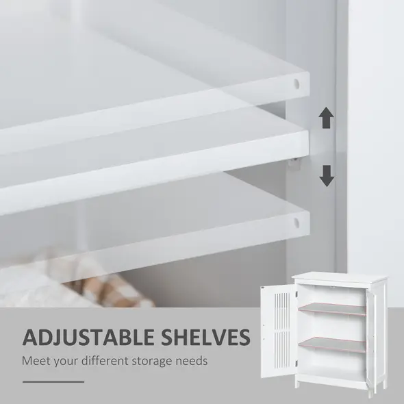 kleankin Modern Bathroom Floor Cabinet - White - 4