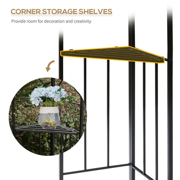 Outsunny 3(m) x 3(m) Garden Gazebo, Double Roof Outdoor Gazebo Canopy Shelter with Netting, Solid Steel Frame for Garden, Lawn, Backyard and Deck - 5