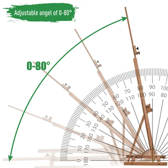 Vinsetto Wooden Easel Stand H-Frame Artist Easel with 171-230cm Adjustable Height and 0-80° Working Angles Beech Wood Art Easel for Displaying Painting Wedding Sign Nature Wood Finish - 5