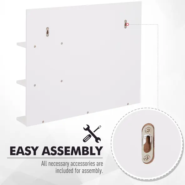 kleankin Modern Bathroom Mirror, Wall-mounted Vanity Mirror with 3 Tiers Storage Shelves for Make Up, White - 4