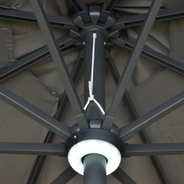 Outsunny 2.7m Garden Parasol Sun Umbrella w/ LED Solar Light Angled Canopy Grey - 8