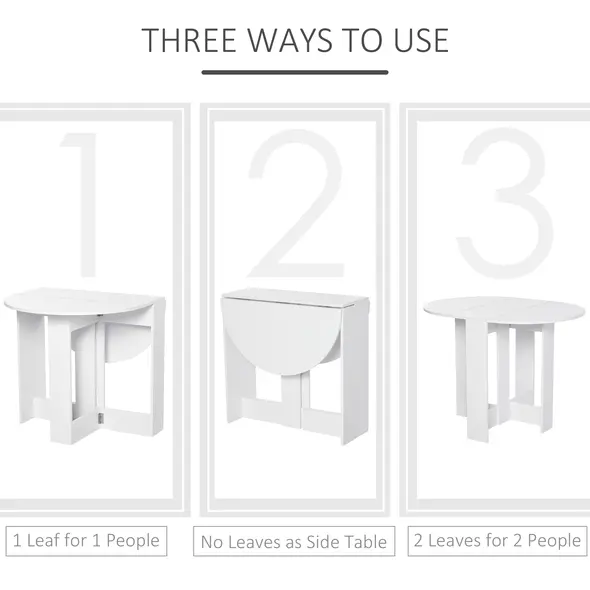 HOMCOM Space-saving Drop Leaf Table, Folding Dining Table for Small Space, Kitchen, Dining Room, White - 3