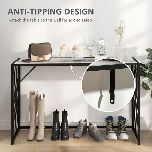 HOMCOM Console Table, Industrial Sofa Table with Metal Frame for Living Room, Hallway, 120 cm, Grey - 6