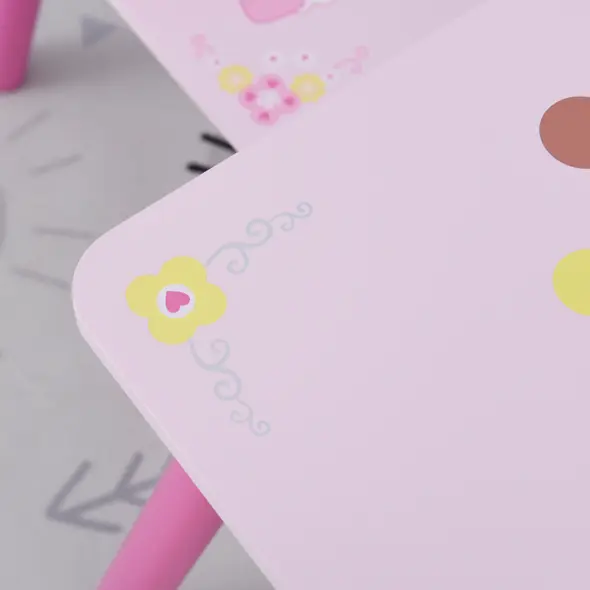 HOMCOM 3 Pcs Kids and Table Chair Set Princess & Crown Theme Home Furniture Pretty Gift 2-4 Years Pink - 8