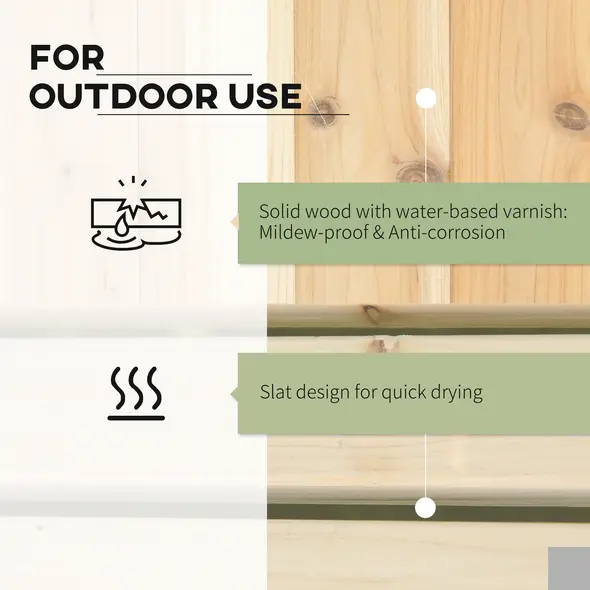 Outsunny 37L Wooden Garden Planter & Bench Combination Garden Raised Bed Patio Park Natural 176 x 38 x 40 cm - 5