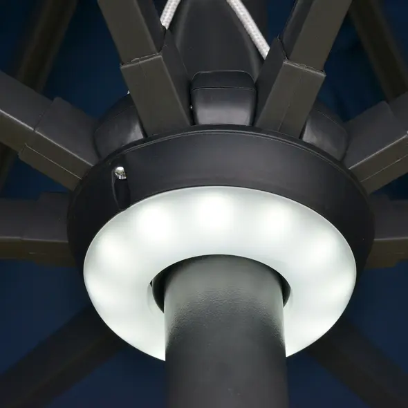 Outsunny 2.7m Garden Parasol Sun Umbrella w/ LED Solar Light Angled Canopy Blue - 8