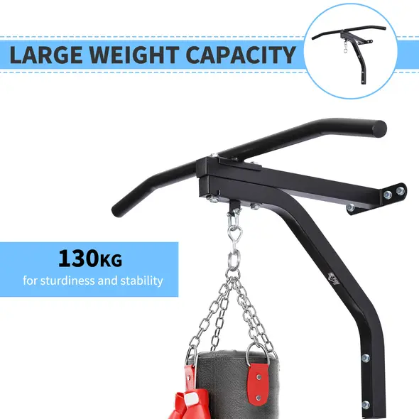 HOMCOM Punching Bag Hanger Wall Mount Bracket Kick Boxing MMA Training Frame Home Fitness Workout Pull Up Bar, Black - 4