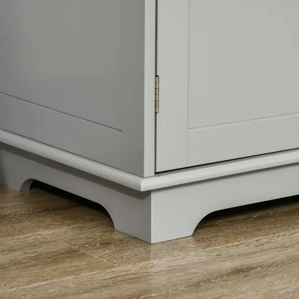 HOMCOM Sideboard with Rubberwood Top and Independent Storage Shelves for Dining Room, Kitchen - Grey - 8