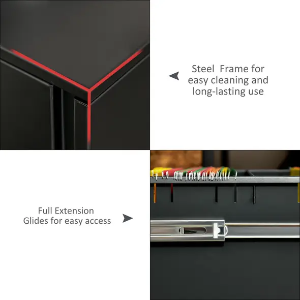 Vinsetto Metal Mobile File Cabinet with Wheels, Lockable 2 Drawer Filing Cabinet for A4, Legal, Letter, Compact Under Desk Storage Unit with Pre-Assembled Body for Home Office, 39 x 48 x 67cm, Black - 6